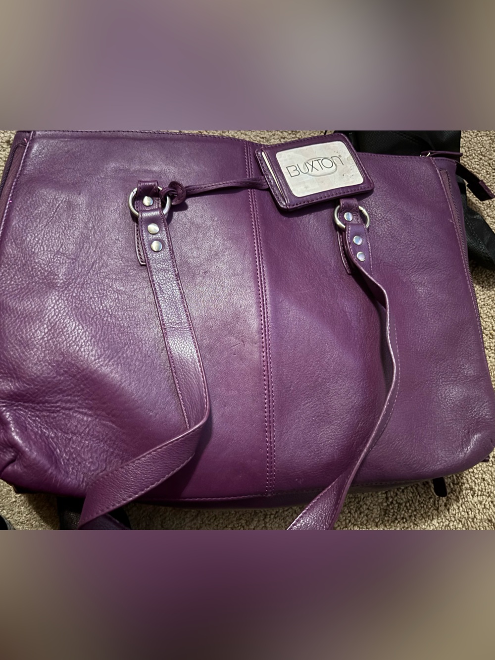 Buxton Plum Leather Shoulder Tote Breifcase